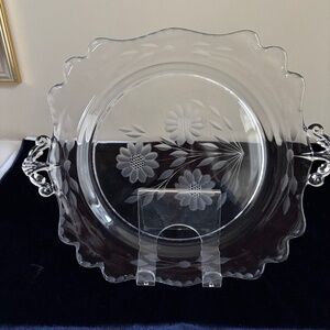 Vintage Glass Cornflower Cake Plate